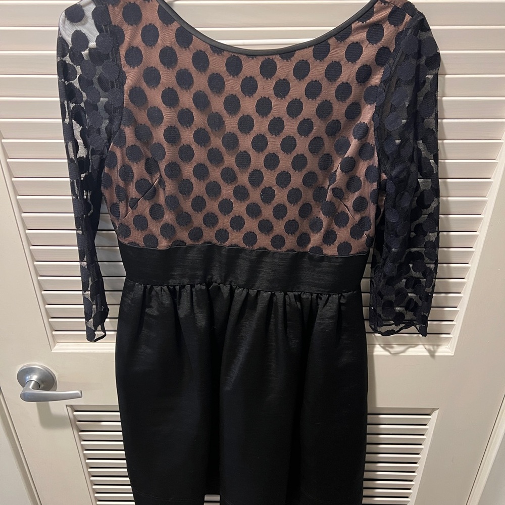Eliza J Black and Tan Fit and Flare Long Sleeve Dress *worn once*
